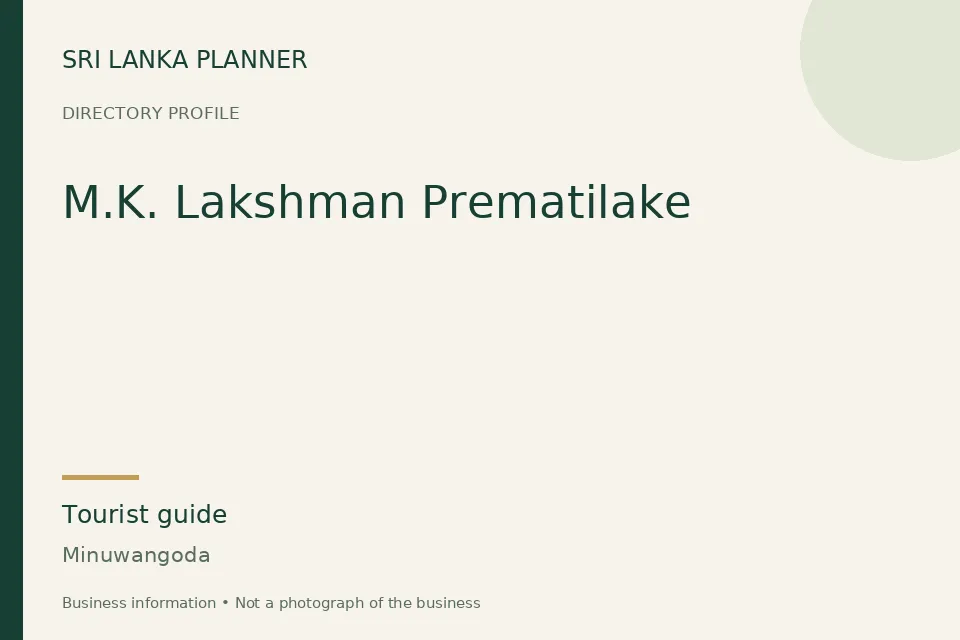 Directory cover for M.K. Lakshman Prematilake in Minuwangoda, Sri Lanka
