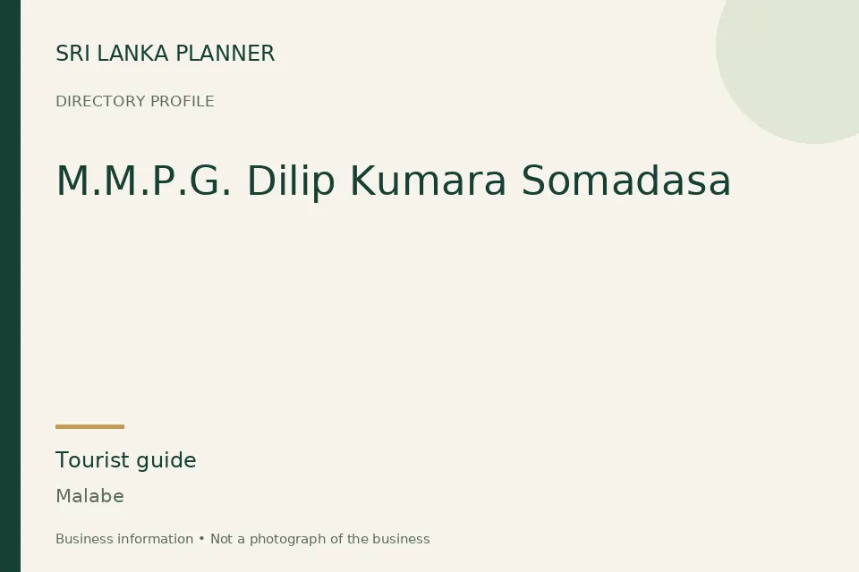 Directory cover for M.M.P.G. Dilip Kumara Somadasa in Malabe, Sri Lanka