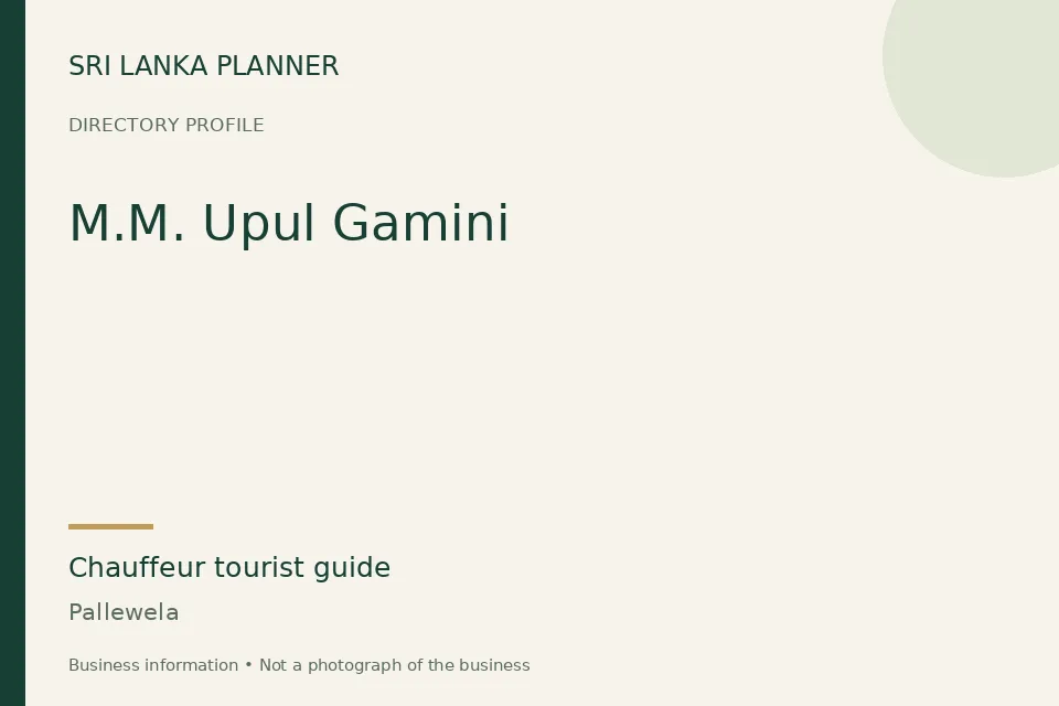 Directory cover for M.M. Upul Gamini in Pallewela, Sri Lanka
