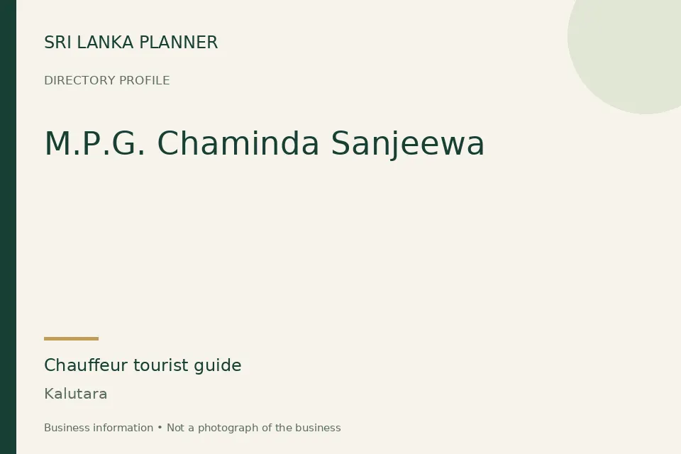 Directory cover for M.P.G. Chaminda Sanjeewa in Kalutara, Sri Lanka
