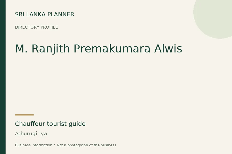 Directory cover for M. Ranjith Premakumara Alwis in Athurugiriya, Sri Lanka