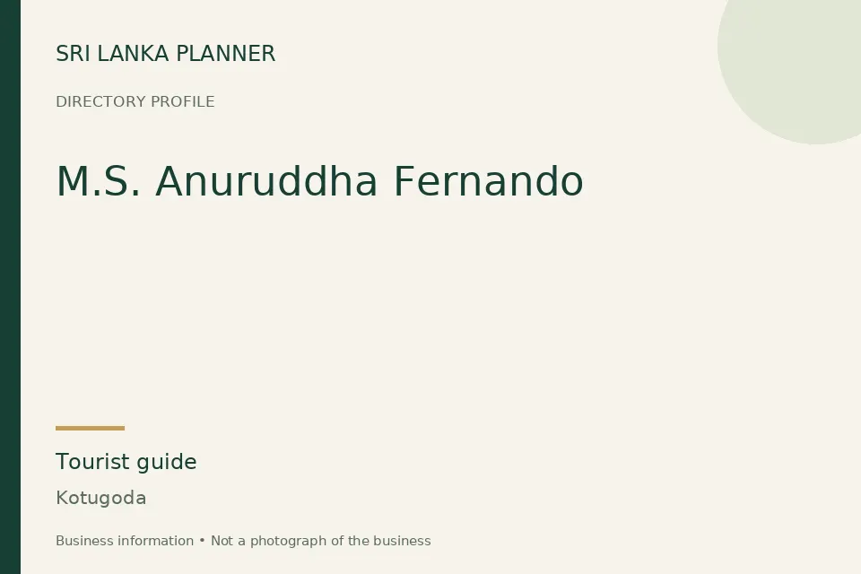 Directory cover for M.S. Anuruddha Fernando in Kotugoda, Sri Lanka