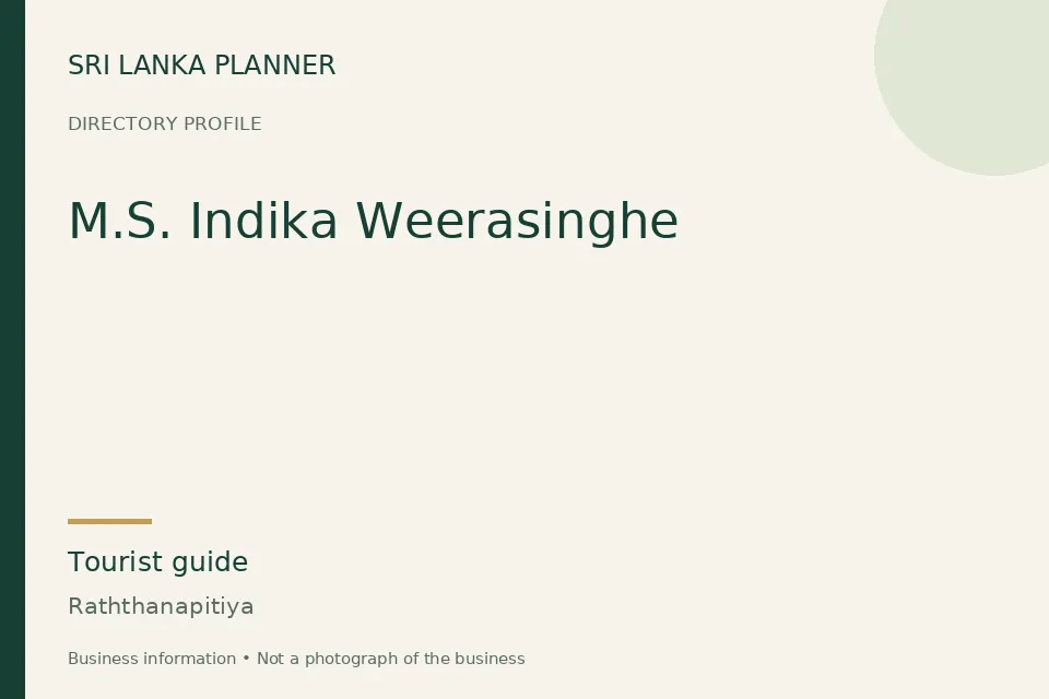 Directory cover for M.S. Indika Weerasinghe in Raththanapitiya, Sri Lanka