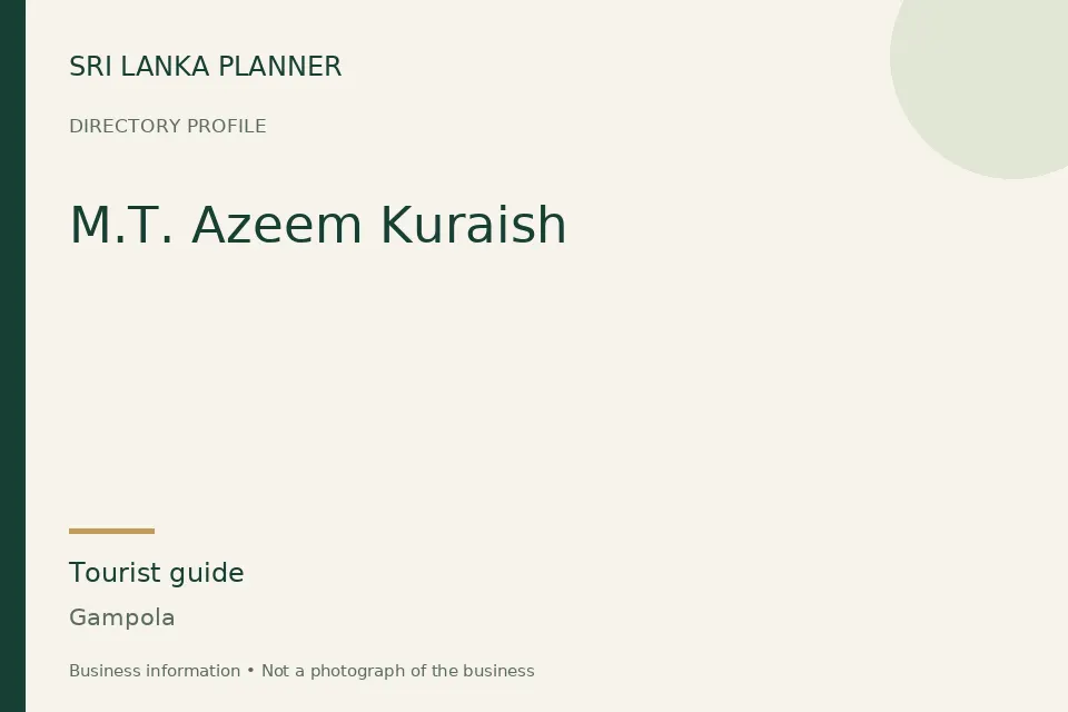 Directory cover for M.T. Azeem Kuraish in Gampola, Sri Lanka