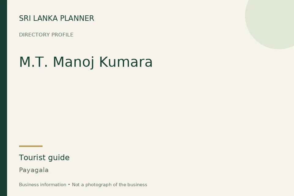 Directory cover for M.T. Manoj Kumara in Payagala, Sri Lanka