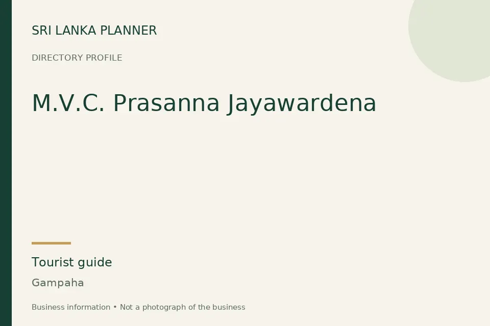Directory cover for M.V.C. Prasanna Jayawardena in Gampaha, Sri Lanka