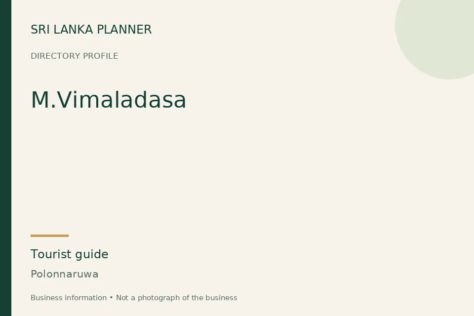 Directory cover for M.Vimaladasa in Polonnaruwa, Sri Lanka