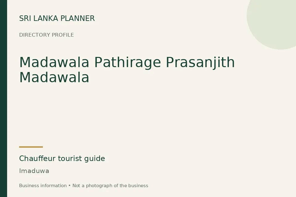 Directory cover for Madawala Pathirage Prasanjith Madawala in Imaduwa, Sri Lanka