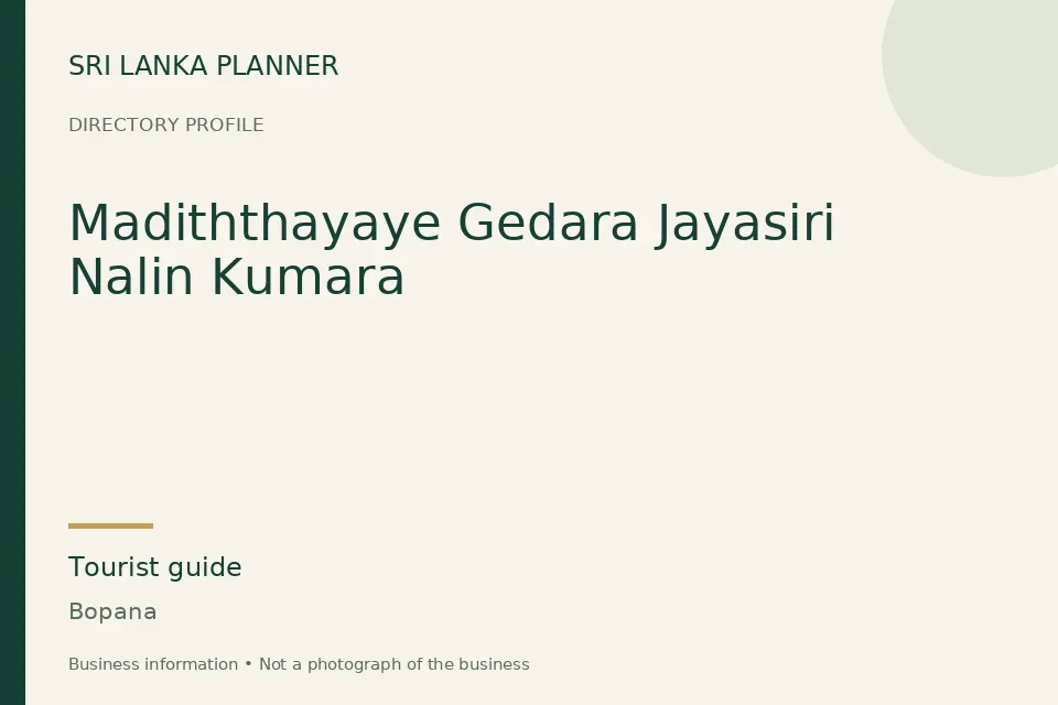 Directory cover for Madiththayaye Gedara Jayasiri Nalin Kumara in Bopana, Sri Lanka