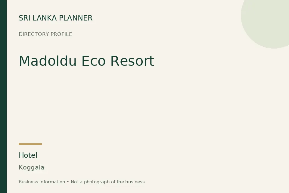 Directory cover for Madoldu Eco Resort in Koggala, Sri Lanka