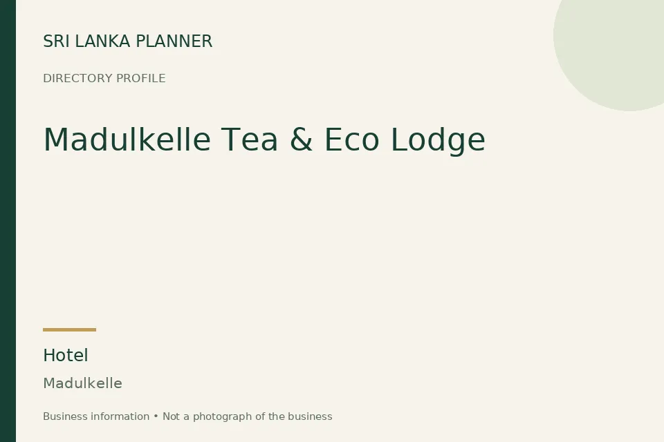 Directory cover for Madulkelle Tea & Eco Lodge in Madulkelle, Sri Lanka