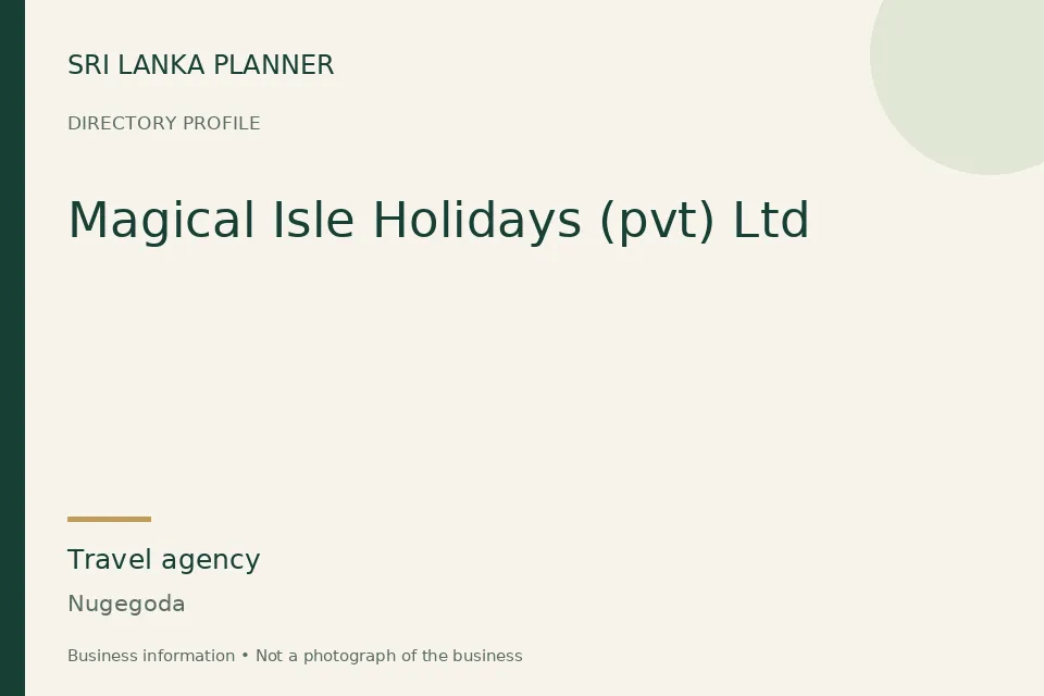 Directory cover for Magical Isle Holidays (pvt) Ltd in Nugegoda, Sri Lanka