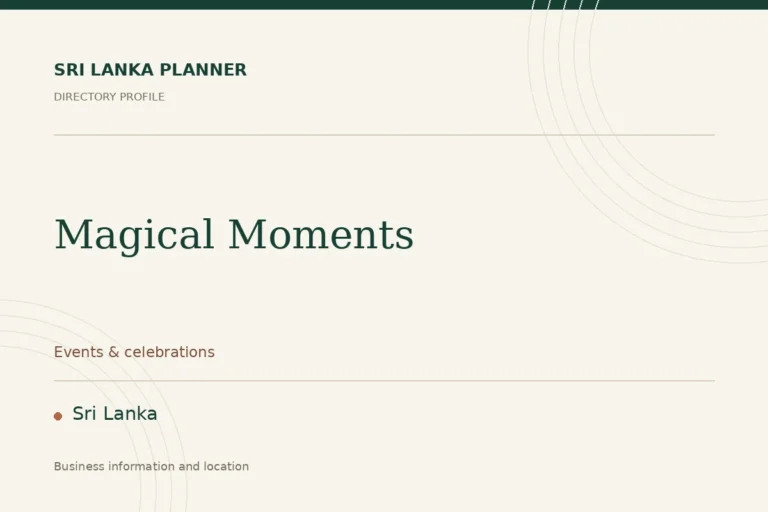 Directory cover for Magical Moments in Sri Lanka, showing the business name and category.