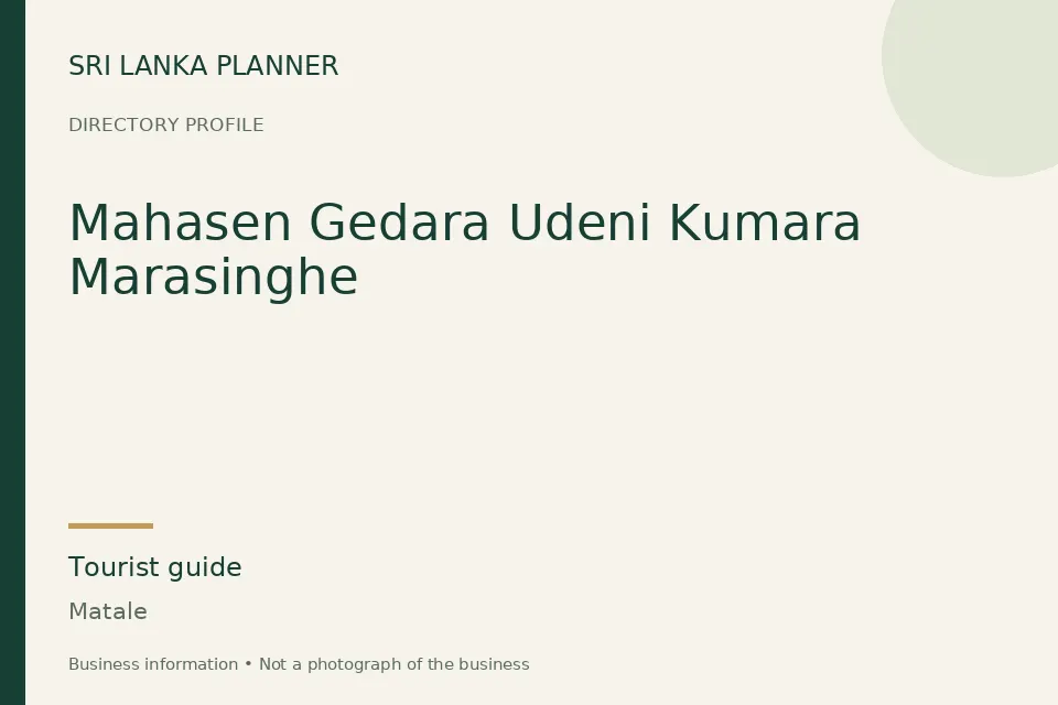 Directory cover for Mahasen Gedara Udeni Kumara Marasinghe in Matale, Sri Lanka