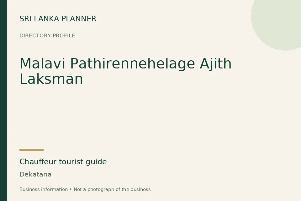 Directory cover for Malavi Pathirennehelage Ajith Laksman in Dekatana, Sri Lanka