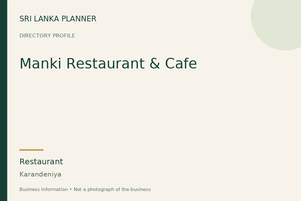 Directory cover for Manki Restaurant & Cafe in Karandeniya, Sri Lanka