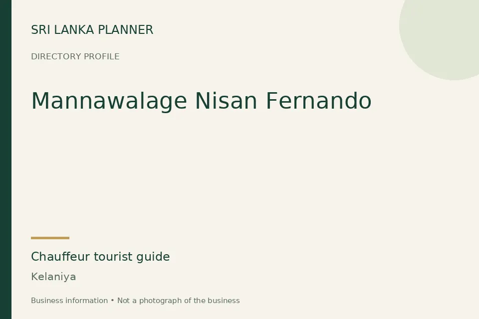 Directory cover for Mannawalage Nisan Fernando in Kelaniya, Sri Lanka