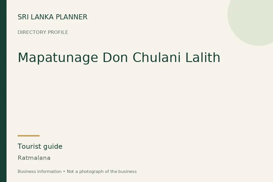 Directory cover for Mapatunage Don Chulani Lalith in Ratmalana, Sri Lanka