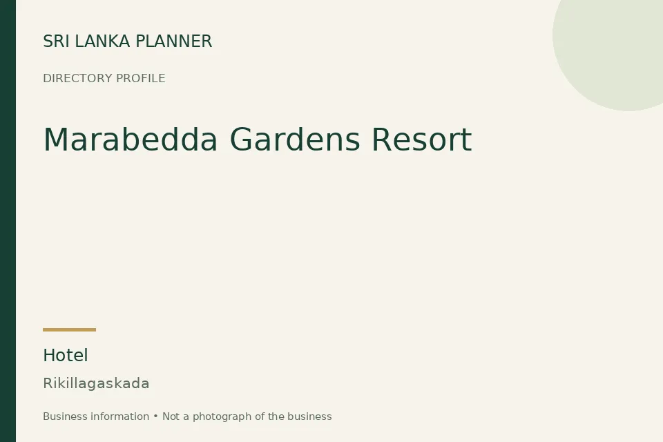 Directory cover for Marabedda Gardens Resort in Rikillagaskada, Sri Lanka