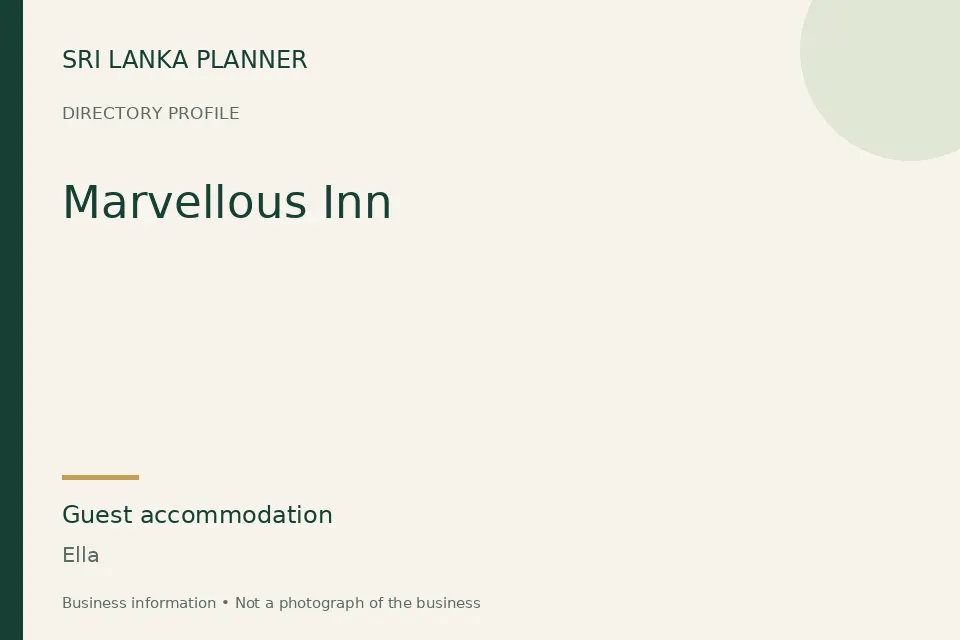 Directory cover for Marvellous Inn in Ella, Sri Lanka