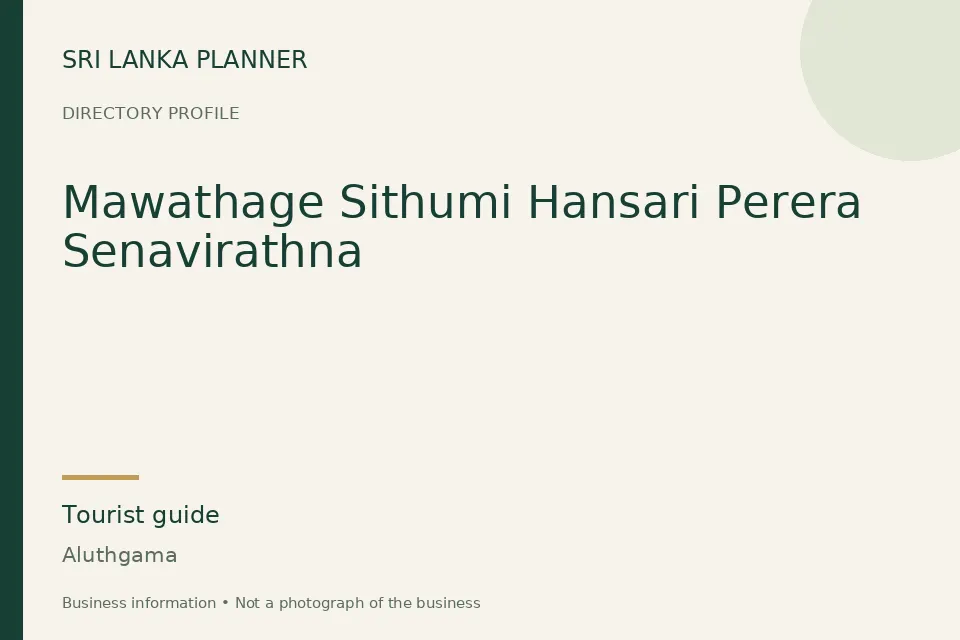 Directory cover for Mawathage Sithumi Hansari Perera Senavirathna in Aluthgama, Sri Lanka