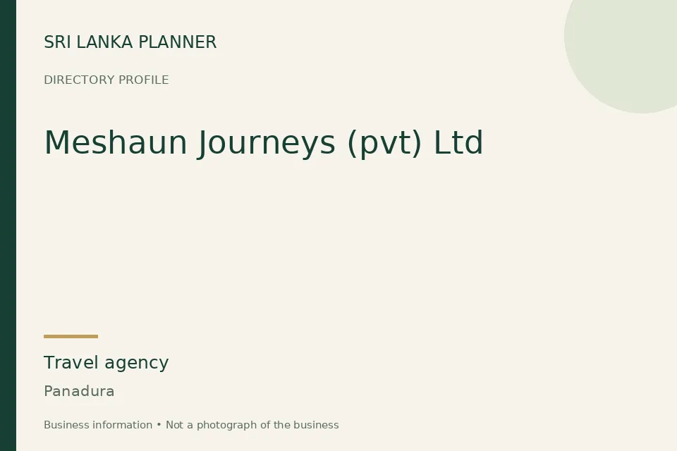 Directory cover for Meshaun Journeys (pvt) Ltd in Panadura, Sri Lanka