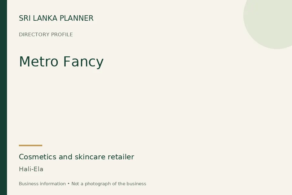 Directory cover for Metro Fancy in Hali-Ela, Sri Lanka