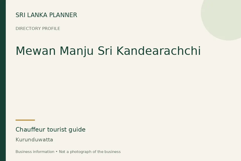 Directory cover for Mewan Manju Sri Kandearachchi in Kurunduwatta, Sri Lanka