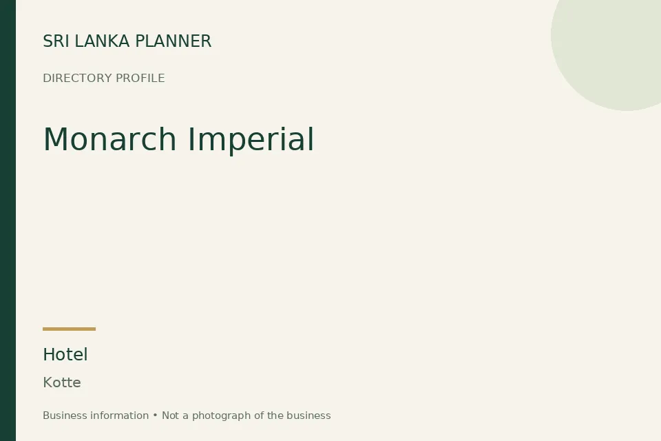 Directory cover for Monarch Imperial in Kotte, Sri Lanka