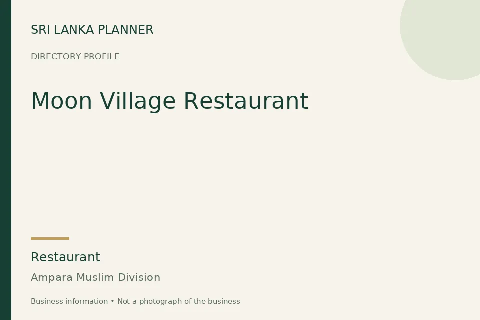 Directory cover for Moon Village Restaurant in Ampara Muslim Division, Sri Lanka