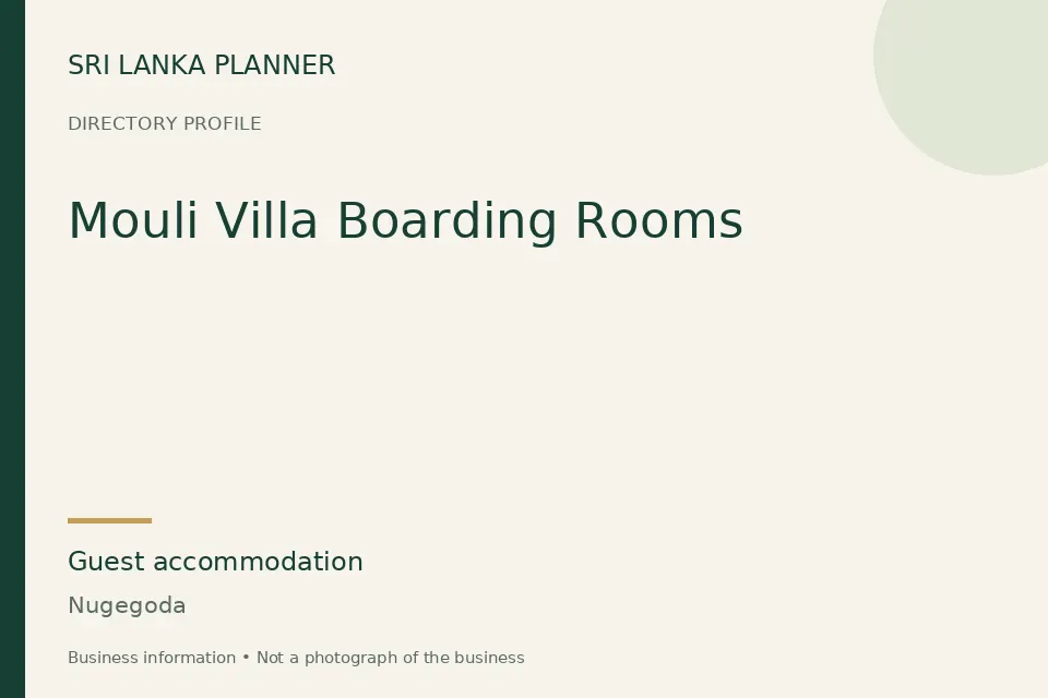 Directory cover for Mouli Villa Boarding Rooms in Nugegoda, Sri Lanka