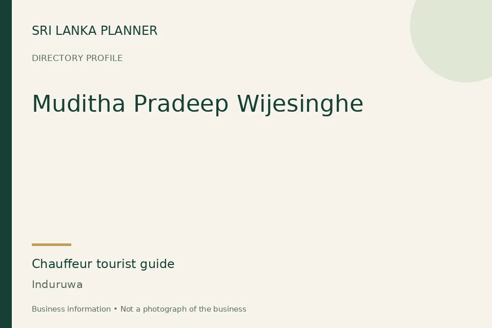 Directory cover for Muditha Pradeep Wijesinghe in Induruwa, Sri Lanka