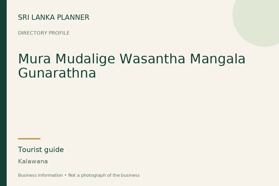 Directory cover for Mura Mudalige Wasantha Mangala Gunarathna in Kalawana, Sri Lanka