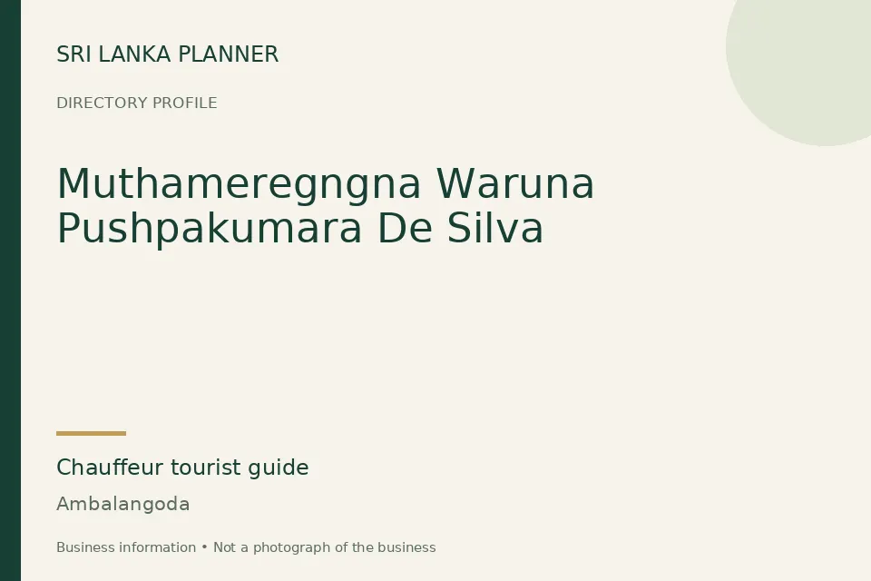 Directory cover for Muthameregngna Waruna Pushpakumara De Silva in Ambalangoda, Sri Lanka