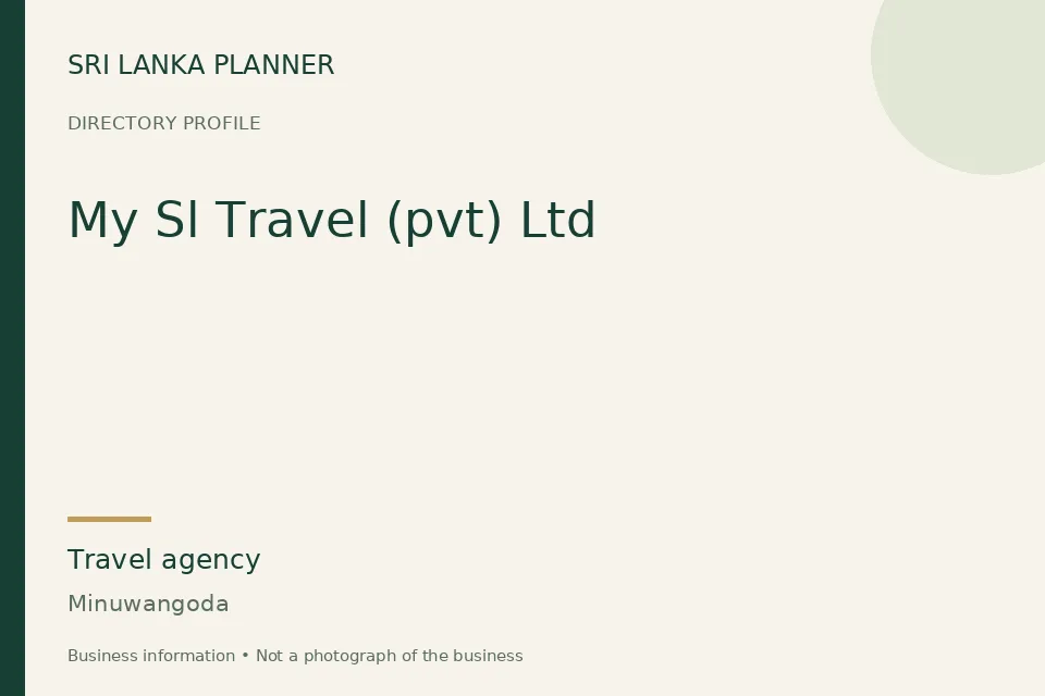 Directory cover for My Sl Travel (pvt) Ltd in Minuwangoda, Sri Lanka