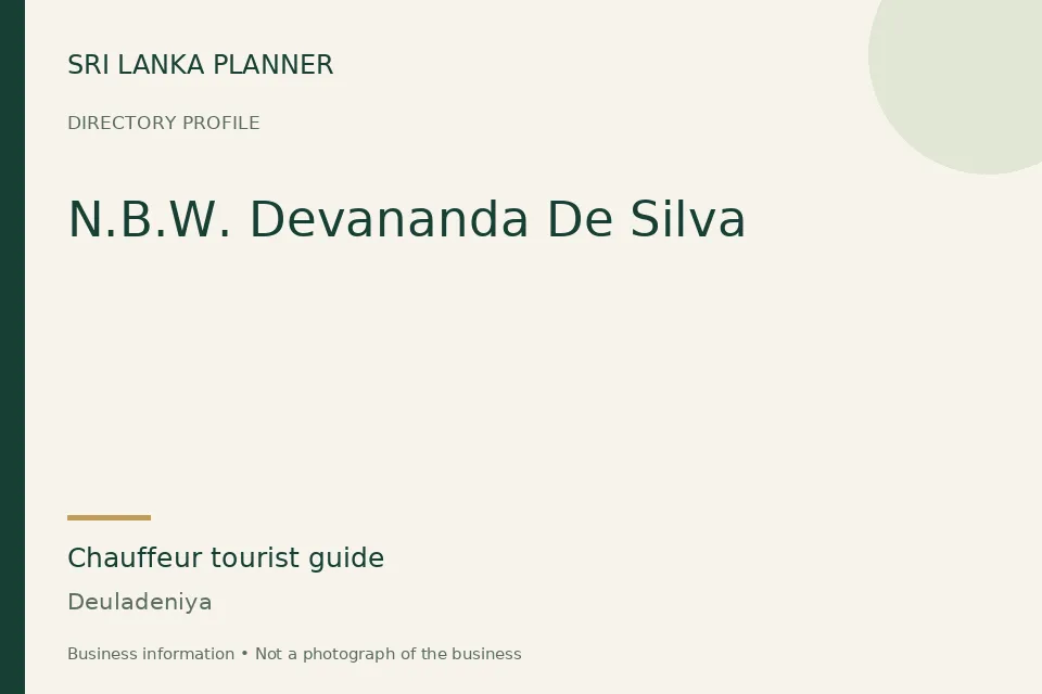 Directory cover for N.B.W. Devananda De Silva in Deuladeniya, Sri Lanka