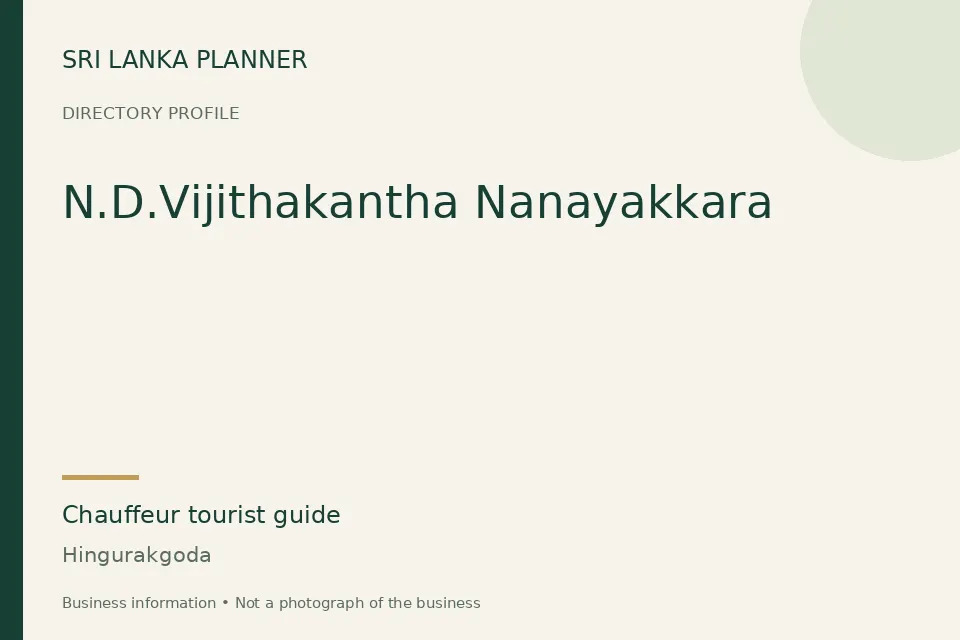 Directory cover for N.D.Vijithakantha Nanayakkara in Hingurakgoda, Sri Lanka