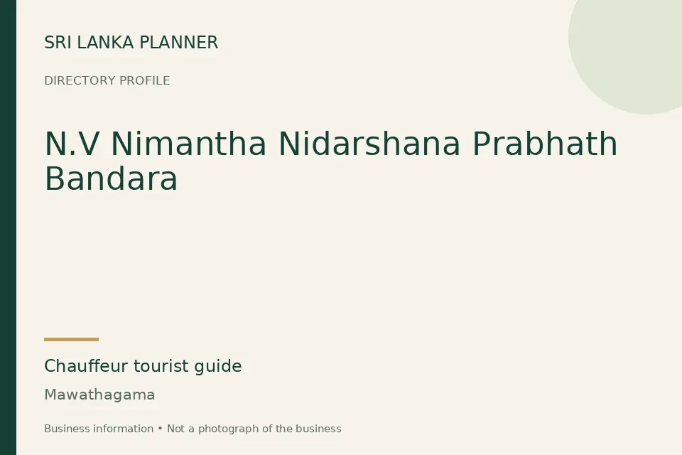 Directory cover for N.V Nimantha Nidarshana Prabhath Bandara in Mawathagama, Sri Lanka