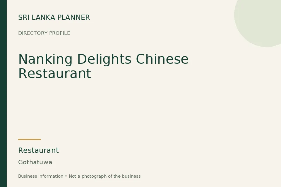 Directory cover for Nanking Delights Chinese Restaurant in Gothatuwa, Sri Lanka