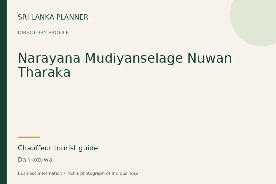 Directory cover for Narayana Mudiyanselage Nuwan Tharaka in Dankotuwa, Sri Lanka