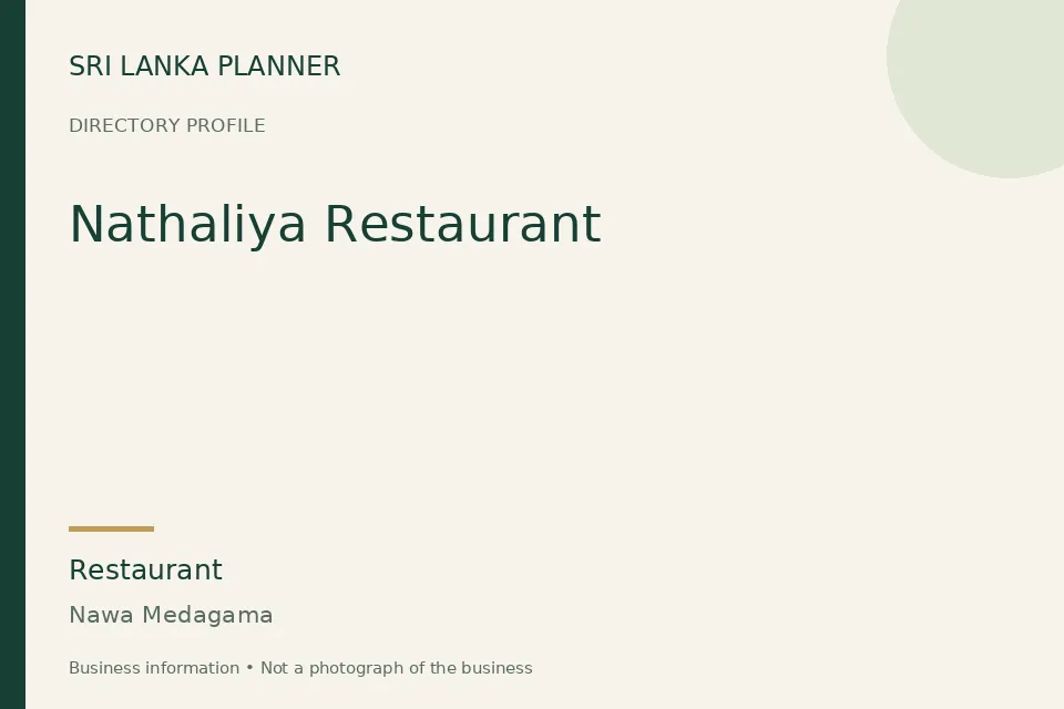 Directory cover for Nathaliya Restaurant in Nawa Medagama, Sri Lanka