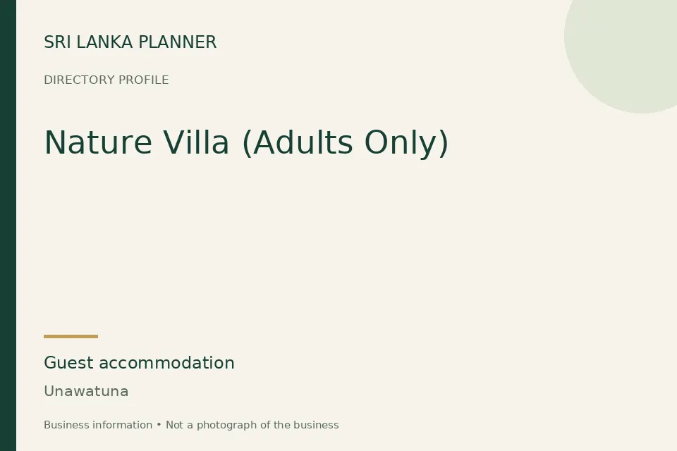 Directory cover for Nature Villa (Adults Only) in Unawatuna, Sri Lanka