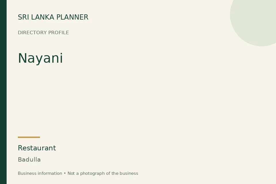 Directory cover for Nayani in Badulla, Sri Lanka