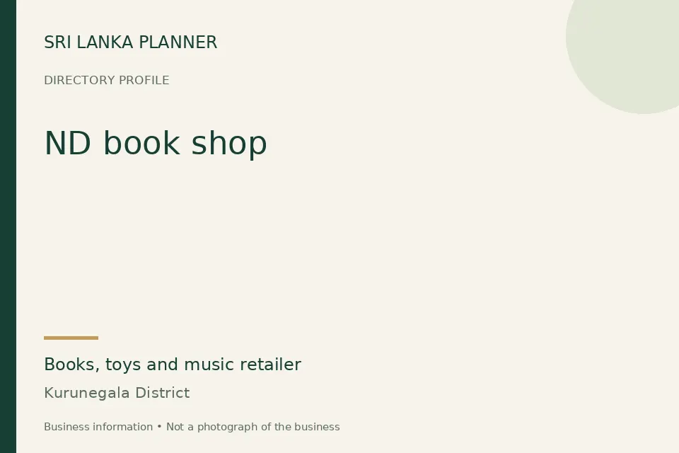 Directory cover for ND book shop in Kurunegala District, Sri Lanka