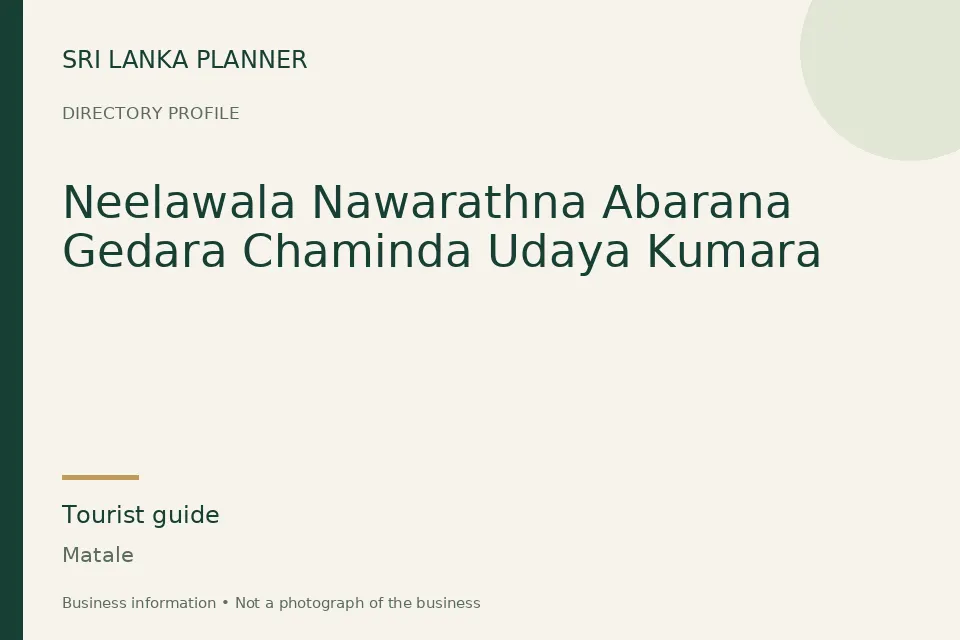 Directory cover for Neelawala Nawarathna Abarana Gedara Chaminda Udaya Kumara in Matale, Sri Lanka