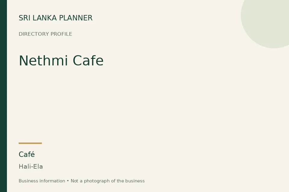 Directory cover for Nethmi Cafe in Hali-Ela, Sri Lanka