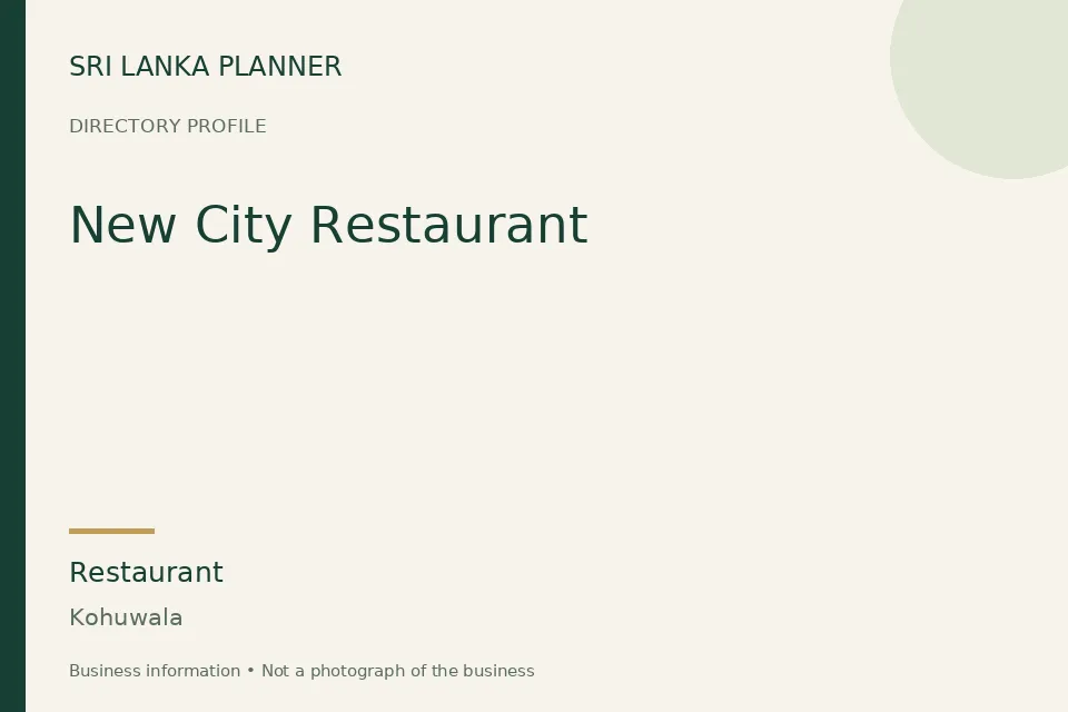 Directory cover for New City Restaurant in Kohuwala, Sri Lanka