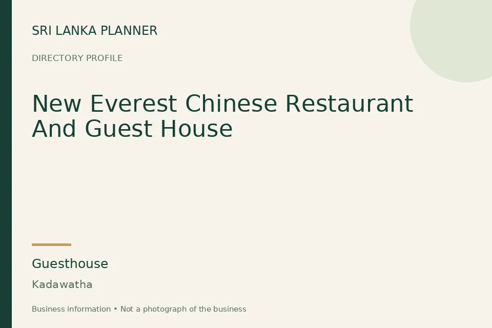 Directory cover for New Everest Chinese Restaurant And Guest House in Kadawatha, Sri Lanka