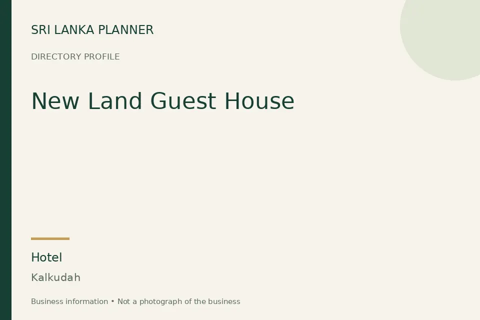 Directory cover for New Land Guest House in Kalkudah, Sri Lanka