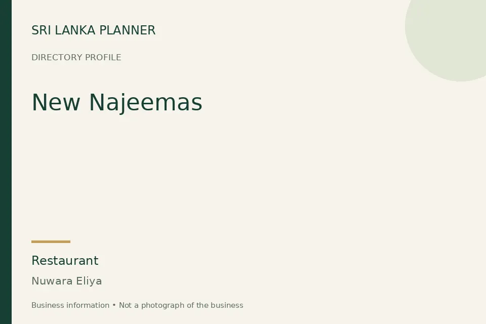 Directory cover for New Najeemas in Nuwara Eliya, Sri Lanka